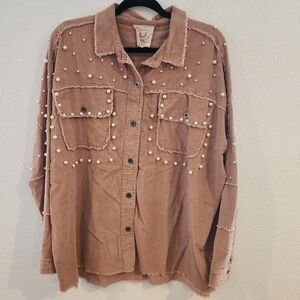 Fantastic Fawn Pearl-Studded Tan Jacket